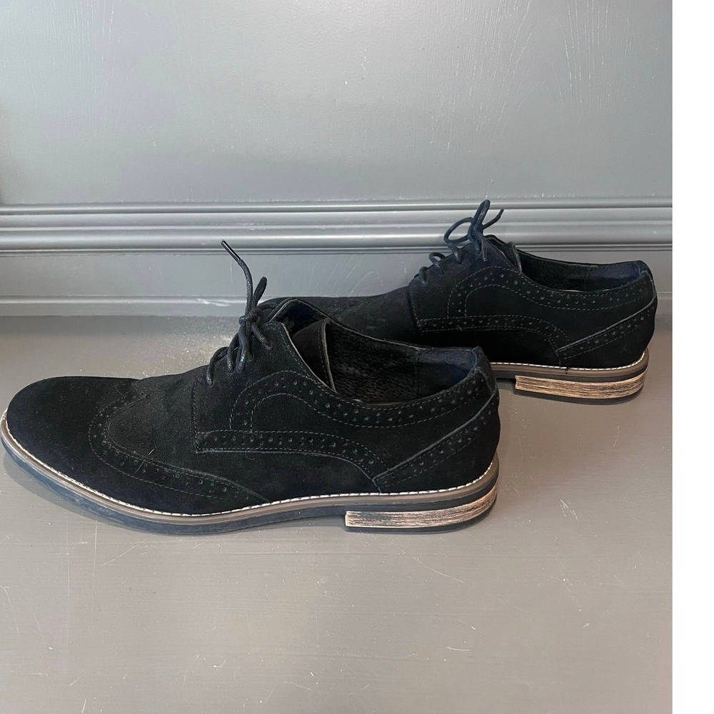 Bruno Marc Urban Black Suede Brogue Oxford Dress Shoes Sz 13 Classic Business